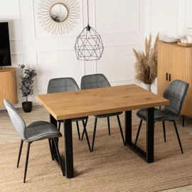 Masa Extensibila Trento, 130-180-230x90x78 h cm, Metal/MDF, Negru/Stejar