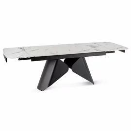 Masa Extensibila Vasai 160-240-x90x77 cm, Metal/Ceramica, Negru/Alb Marmura
