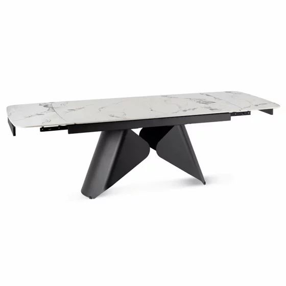 Masa Extensibila Vasai 160-240-x90x77 cm, Metal/Ceramica, Negru/Alb Marmura picture - 2