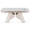 Masa Extensibila Vasai 160-240-x90x77 cm, Metal/Ceramica, Casmir/Alb Marmura picture - 6