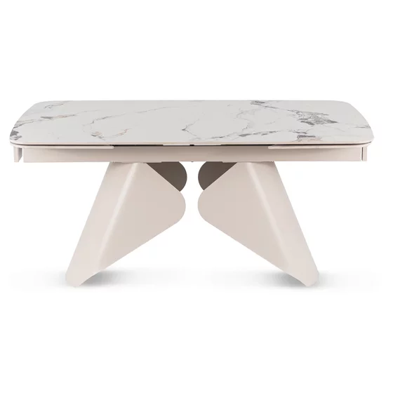Masa Extensibila Vasai 160-240-x90x77 cm, Metal/Ceramica, Casmir/Alb Marmura picture - 6