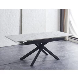 Masa Extensibila Viken, 160-200x80x76 h cm, Picior Metalic, Negru/Alb