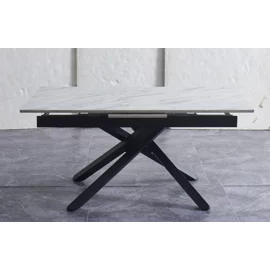 Masa Extensibila Viken, 160-200x80x76 h cm, Picior Metalic, Negru/Alb