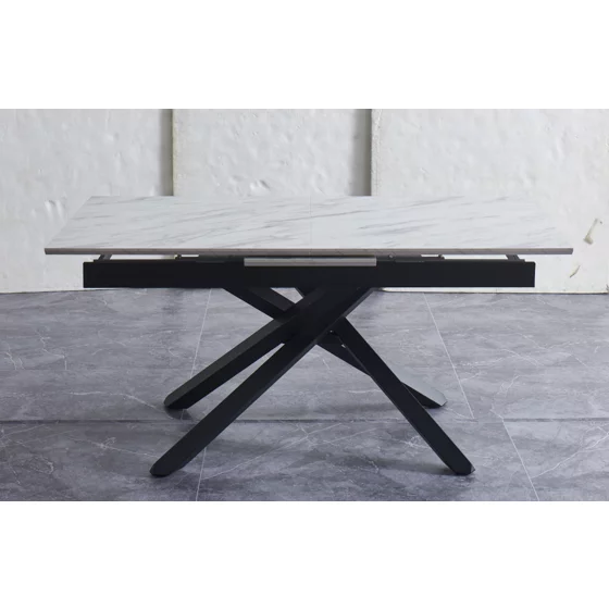 Masa Extensibila Viken, 160-200x80x76 h cm, Picior Metalic, Negru/Alb picture - 2