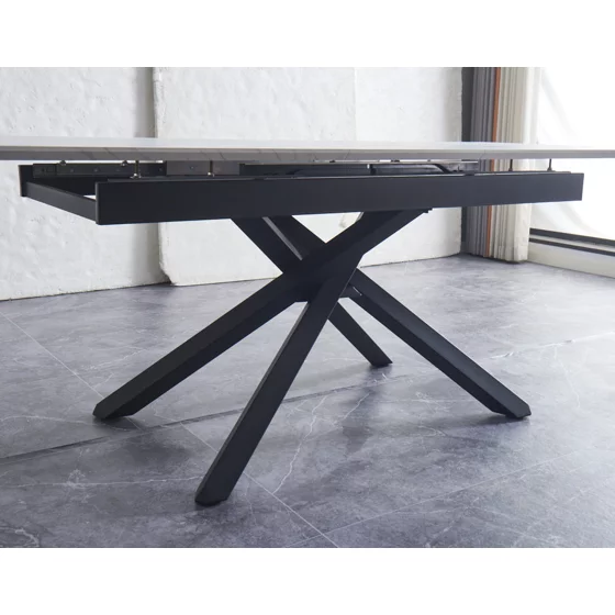 Masa Extensibila Viken, 160-200x80x76 h cm, Picior Metalic, Negru/Alb picture - 3
