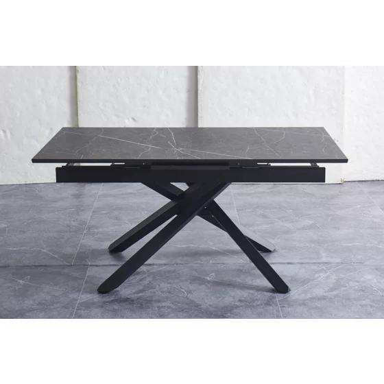Masa Extensibila Viken, 160-200x80x76 h cm, Picior Metalic, Negru picture - 1