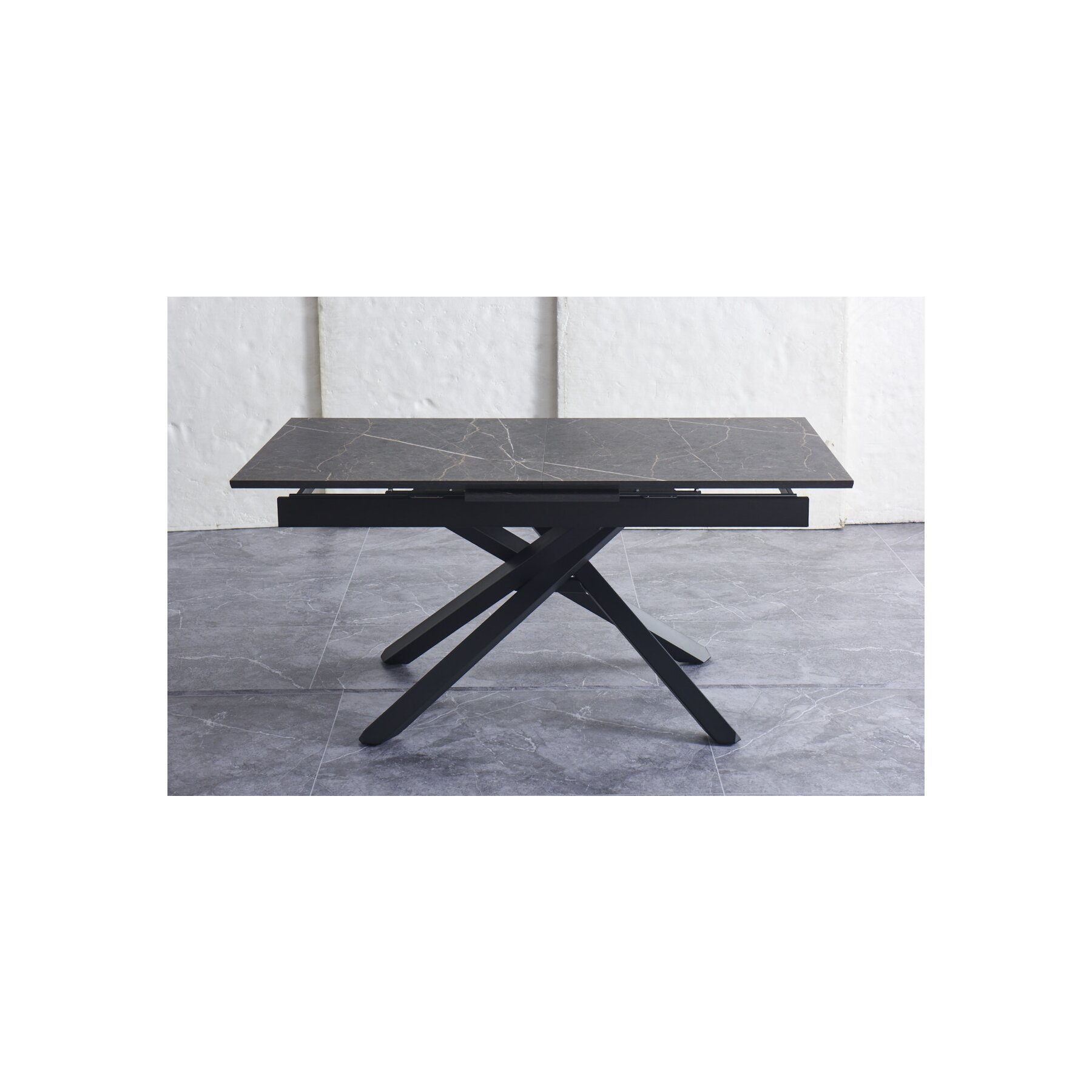 Masa Extensibila Viken, 160-200x80x76 h cm, Picior Metalic, Negru