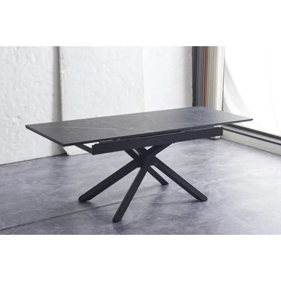 Masa Extensibila Viken, 160-200x80x76 h cm, Picior Metalic, Negru picture - 2