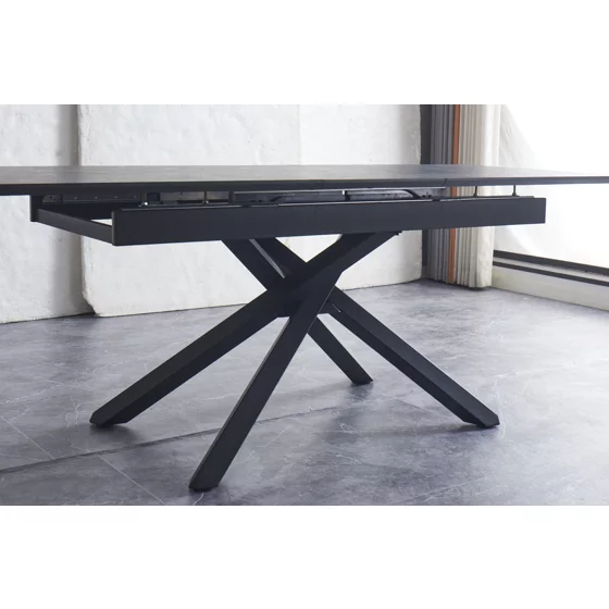 Masa Extensibila Viken, 160-200x80x76 h cm, Picior Metalic, Negru picture - 3