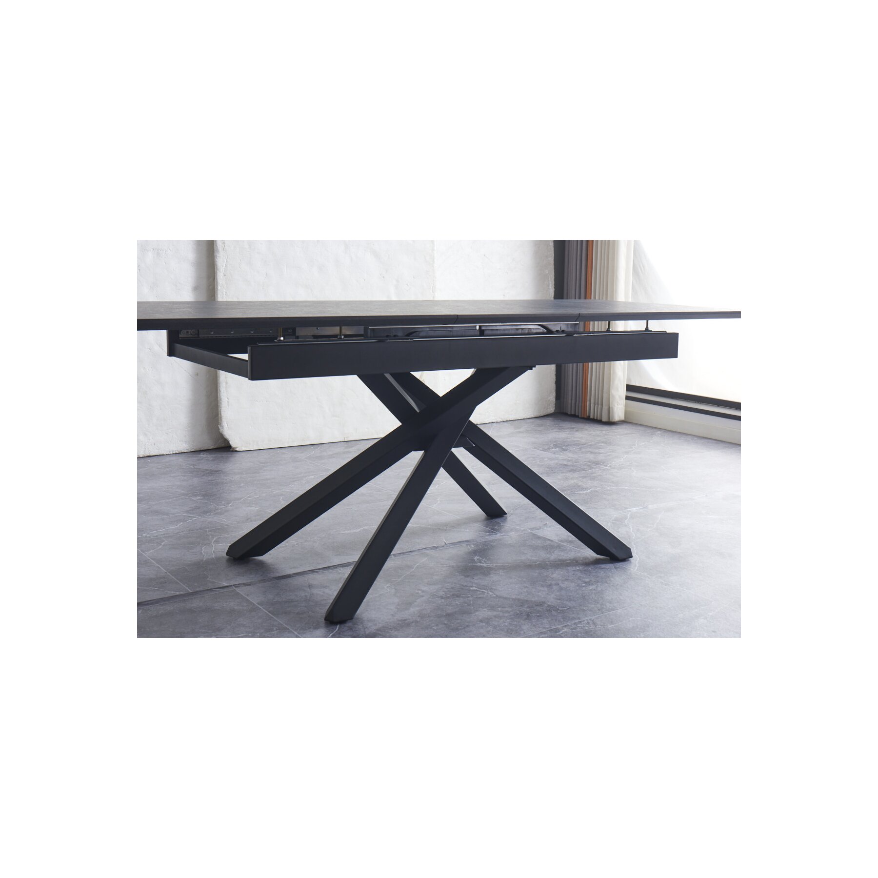 Masa Extensibila Viken, 160-200x80x76 h cm, Picior Metalic, Negru