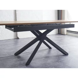 Masa Extensibila Viken, 160-200x80x76 h cm, Picior Metalic, Negru/Stejar Natur