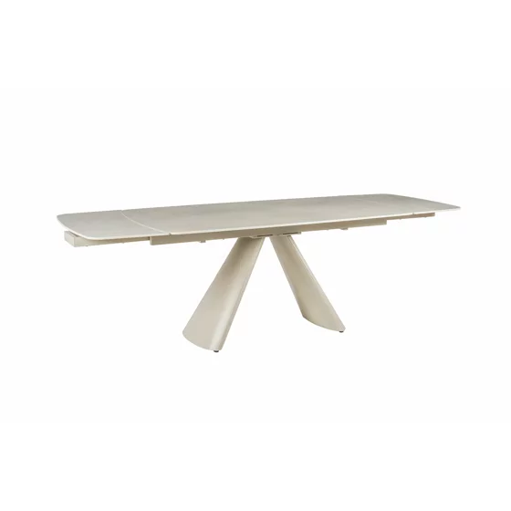 Masa Extensibila Volare, 165-240x90x76 cm, Metal/Piatra Sinterizata, Gri Deschis cu Beige Nisip picture - 2