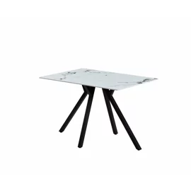 Masa Galaxy, 120x80x75 H cm, Blat Ceramic, Negru/Alb Marmura