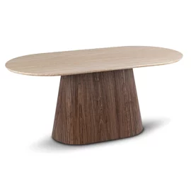 Masa Girona, 180x90x76 h cm, Blat MDF, Nuc/Travertin