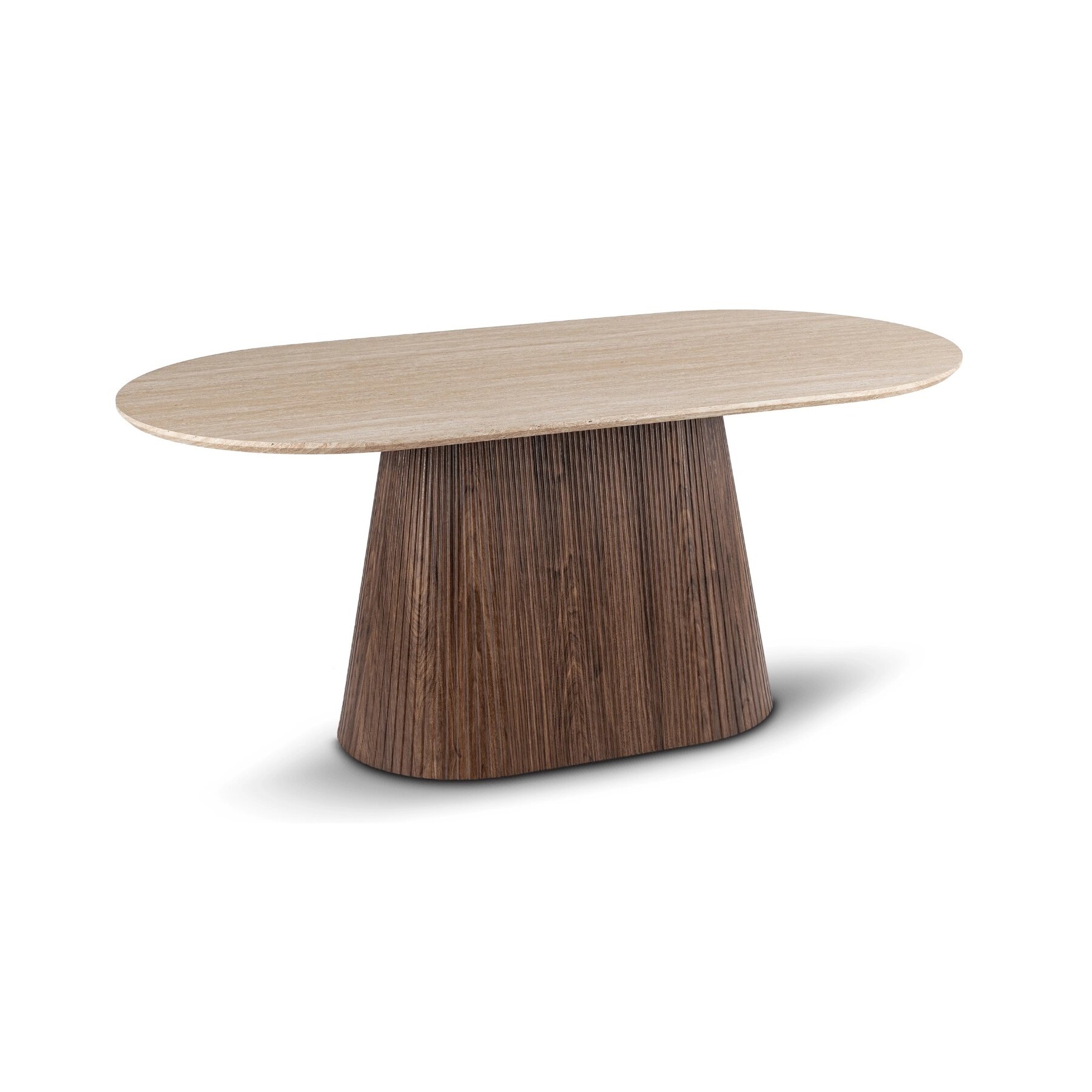 Masa Girona, 180x90x76 h cm, Blat MDF, Nuc/Travertin - Kalenda