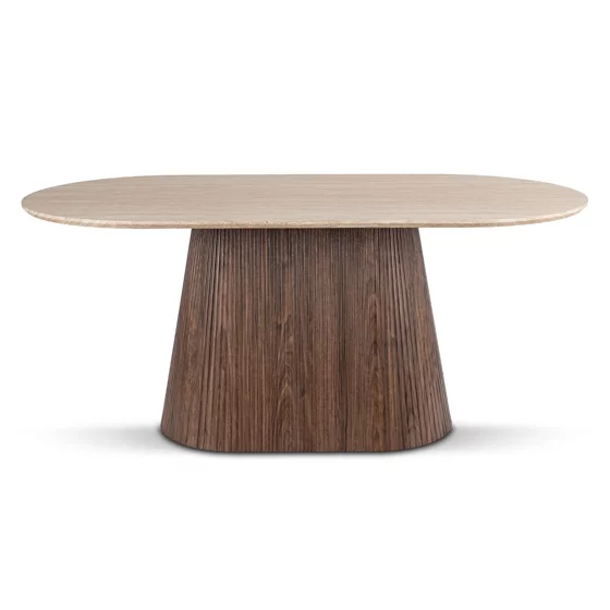 Masa Girona, 180x90x76 h cm, Blat MDF, Nuc/Travertin picture - 2