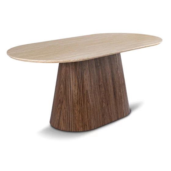 Masa Girona, 180x90x76 h cm, Blat MDF, Nuc/Travertin picture - 9