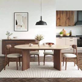 Masa Living Daytona, 200x100x77.5 cm, MDF/Blat Cermic, Nuc/Travertin