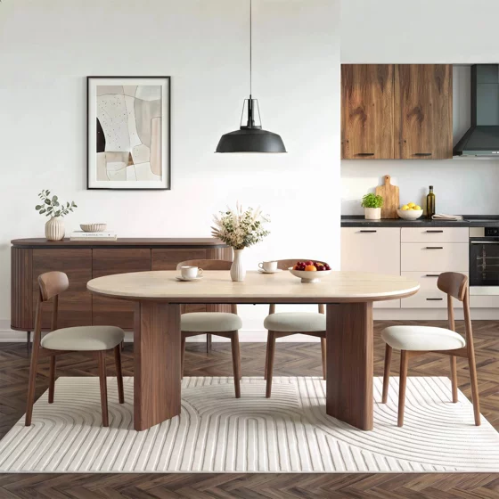 Masa Living Daytona, 200x100x77.5 cm, MDF/Blat Cermic, Nuc/Travertin picture - 2