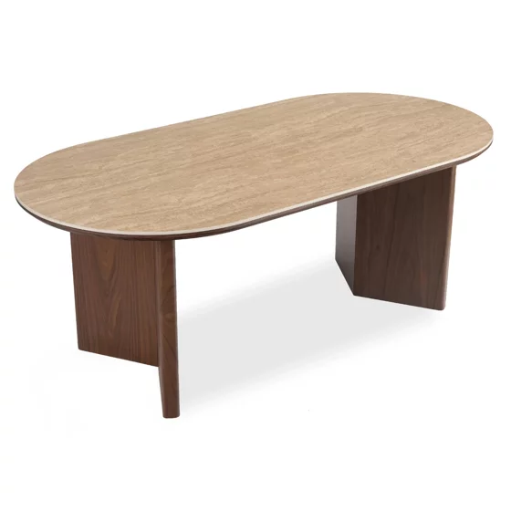 Masa Living Daytona, 200x100x77.5 cm, MDF/Blat Cermic, Nuc/Travertin picture - 3