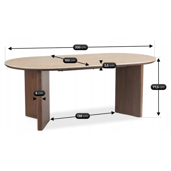 Masa Living Daytona, 200x100x77.5 cm, MDF/Blat Cermic, Nuc/Travertin picture - 8