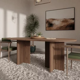 Masa Loen, 204x90x75 h cm, Pal Melaminat, Nuc