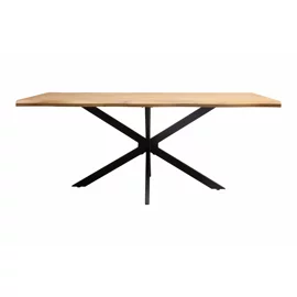 Masa Mikado, 140x90x75 h cm, Picior Metalic, Blat MDF 4 cm Grosime, Negru/Stejar