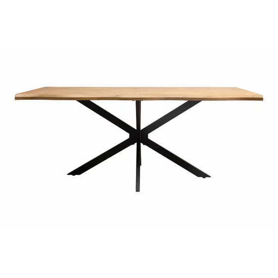Masa Mikado, 140x90x75 h cm, Picior Metalic, Blat MDF 4 cm Grosime, Negru/Stejar picture - 2