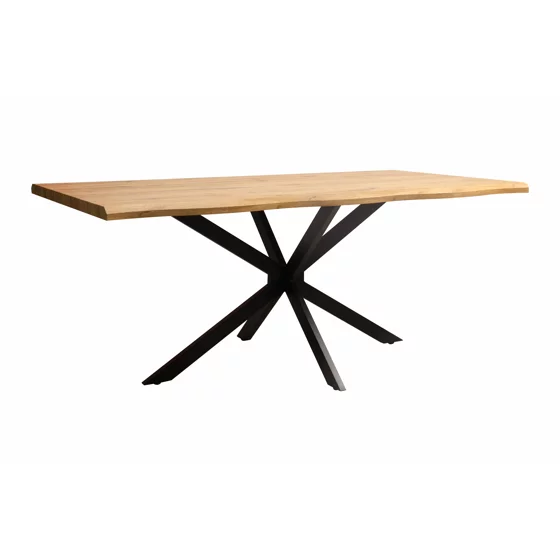 Masa Mikado, 140x90x75 h cm, Picior Metalic, Blat MDF 4 cm Grosime, Negru/Stejar picture - 1