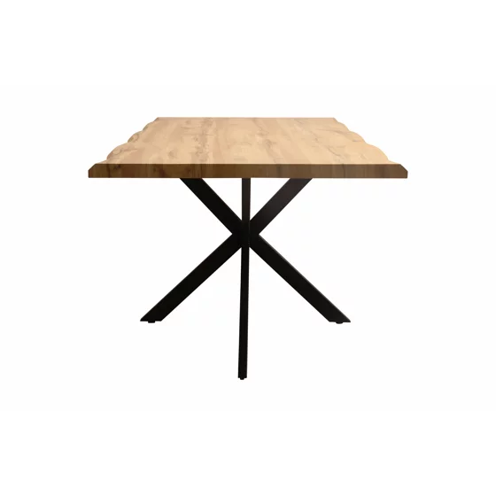 Masa Mikado, 140x90x75 h cm, Picior Metalic, Blat MDF 4 cm Grosime, Negru/Stejar picture - 3