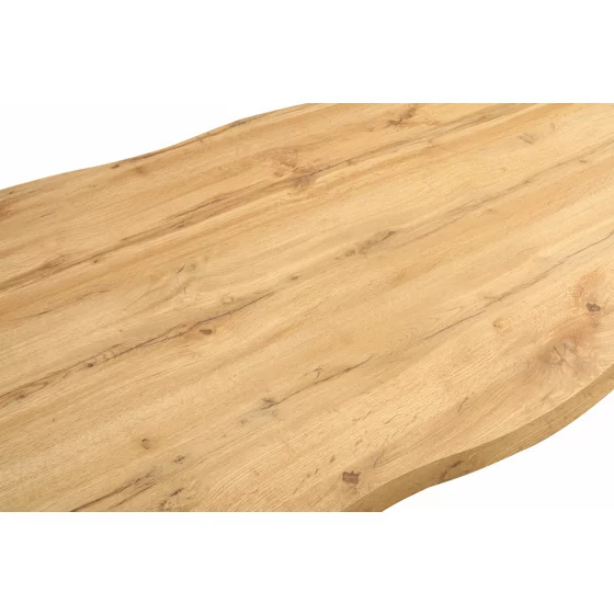 Masa Mikado, 160x90x75 h cm, Picior Metalic, Blat MDF 4 cm Grosime, Negru/Stejar picture - 4