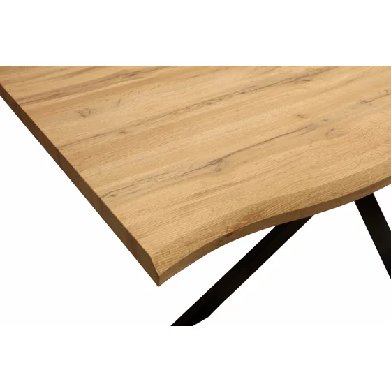 Masa Mikado, 180x90x75 h cm, Picior Metalic, Blat MDF 4 cm Grosime, Negru/Stejar picture - 5