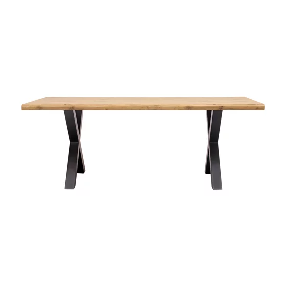 Masa Mikkel, 160x90x76 h cm, Picior Metalic, Blat MDF, Negru/Stejar picture - 2