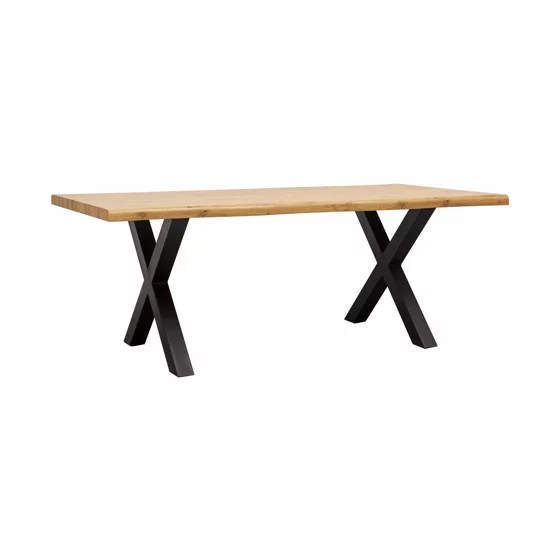 Masa Mikkel, 160x90x76 h cm, Picior Metalic, Blat MDF, Negru/Stejar picture - 1