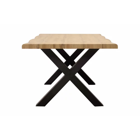 Masa Mikkel, 160x90x76 h cm, Picior Metalic, Blat MDF, Negru/Stejar picture - 3