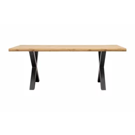 Masa Mikkel, 180x90x76 h cm, Picior Metalic, Blat MDF, Negru/Stejar