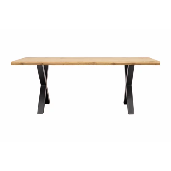 Masa Mikkel, 180x90x76 h cm, Picior Metalic, Blat MDF, Negru/Stejar picture - 2