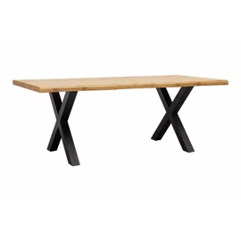 Masa Mikkel, 180x90x76 h cm, Picior Metalic, Blat MDF, Negru/Stejar