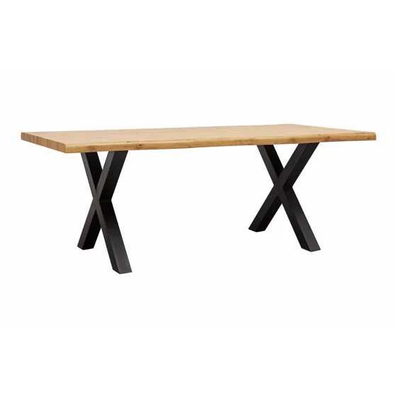 Masa Mikkel, 180x90x76 h cm, Picior Metalic, Blat MDF, Negru/Stejar picture - 1