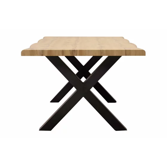Masa Mikkel, 180x90x76 h cm, Picior Metalic, Blat MDF, Negru/Stejar picture - 3