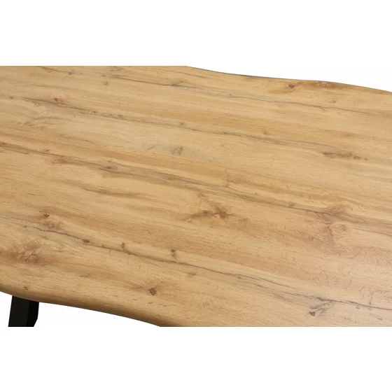 Masa Mikkel, 180x90x76 h cm, Picior Metalic, Blat MDF, Negru/Stejar picture - 5
