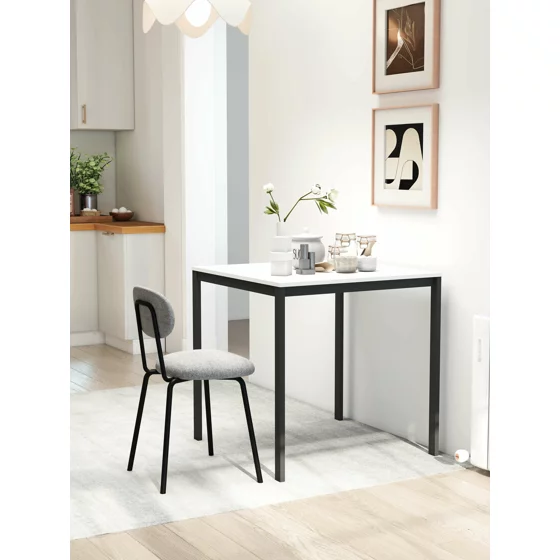 Masa Mitra, 75x75x75 h cm, Metal/Pal Melaminat, Negru/Alb picture - 1