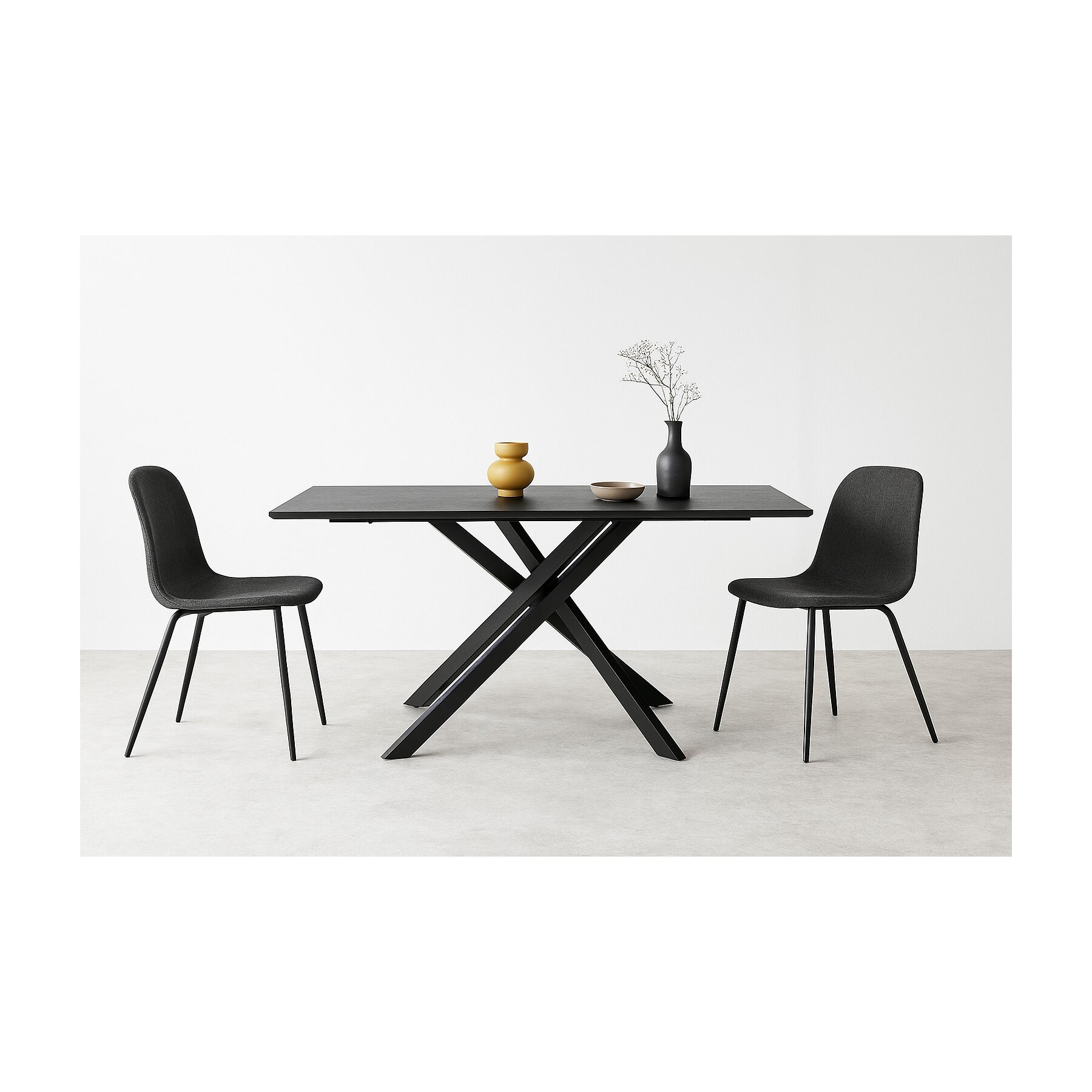 Masa Neross, 180x90x76 h cm, Metal/MDF, Negru/Negru - Kalenda