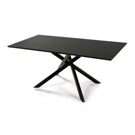 Masa Neross, 180x90x76 h cm, Metal/MDF, Negru/Negru