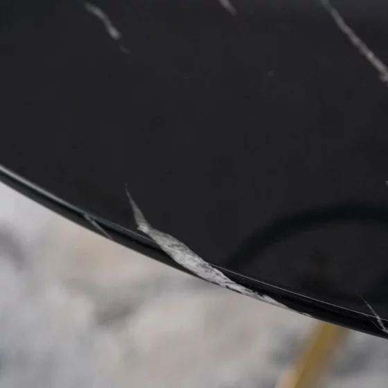 Masa Rotunda Ballia, Ø100x75 cm, Metal/Sticla, Auriu/Negru picture - 4