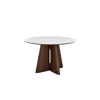 Masa Rotunda Dallas, Ø120 cm, Blat Ceramic, Picior MDF cu Furnir, Alb/Nuc picture - 4