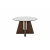 Masa Rotunda Dallas, Ø120 cm, Blat Ceramic, Picior MDF cu Furnir, Alb/Nuc picture - 5