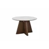 Masa Rotunda Dallas, Ø120 cm, Blat Ceramic, Picior MDF cu Furnir, Alb/Nuc picture - 6