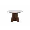 Masa Rotunda Dallas, Ø120 cm, Blat Ceramic, Picior MDF cu Furnir, Alb/Nuc picture - 7