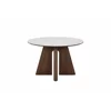 Masa Rotunda Dallas, Ø120 cm, Blat Ceramic, Picior MDF cu Furnir, Alb/Nuc picture - 8